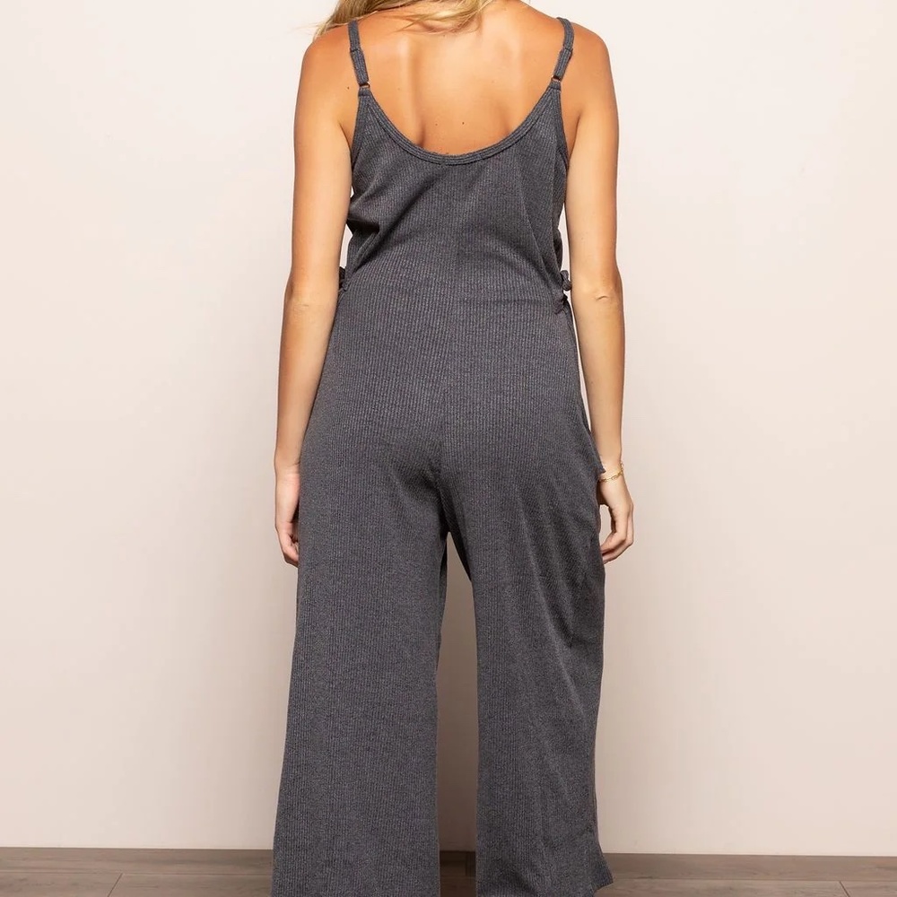 All Row Jumpsuit, Grey Ribbed Size Large - Picture 3 of 4